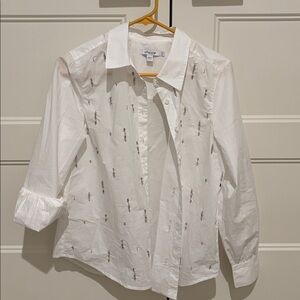 Chico's White Embroidered Women’s Shirt